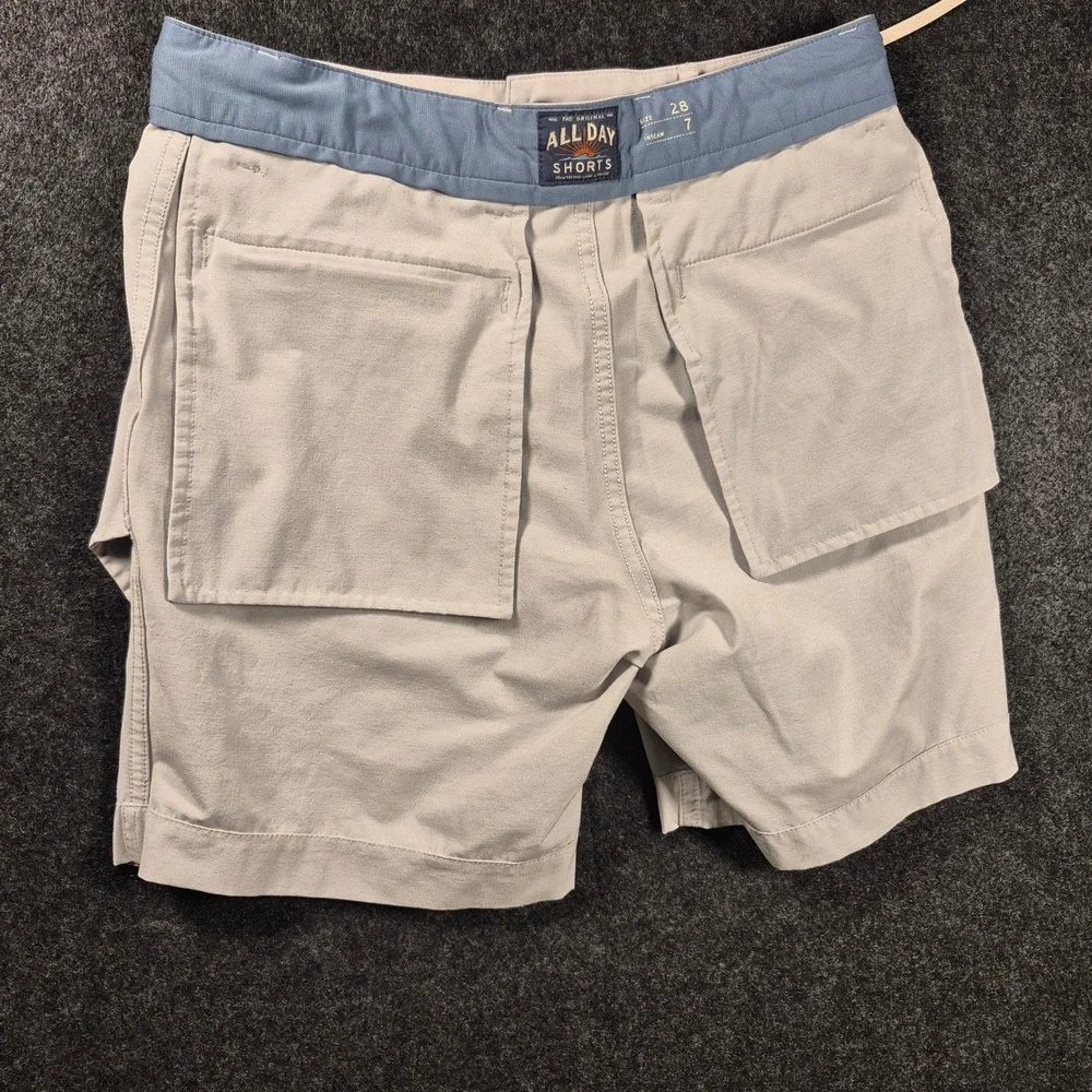 Faherty All Day Shorts Mens 28 Light Gray Hybrid Coastal Casual Quick Dri 7 in